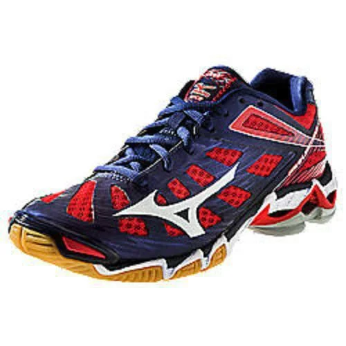 Tennis shoes for players with foot pain relief-New Mizuno Wave Lightning RX3 Volleyball Shoes Navy/White/Red Women's Size 11