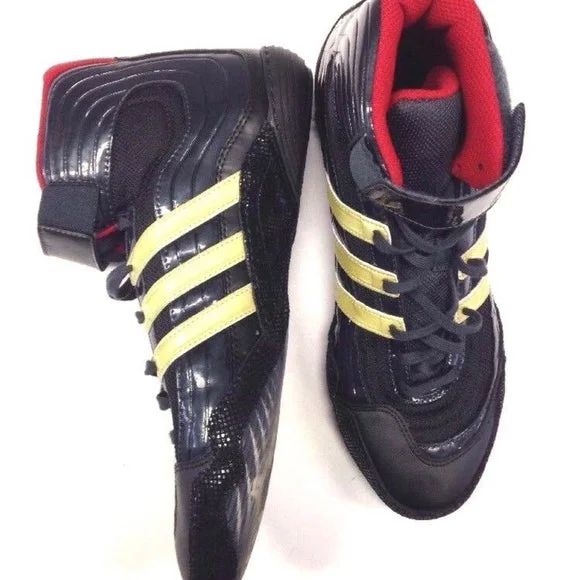 Tennis shoes with reinforced toe for added durability-New Adidas Tyrint 08 Adult Men Size 5 Wrestling Shoes 931707 Black/Gold