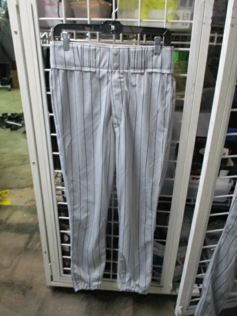 Extended length baseball pants-Used Rawlings Blue Striped Grey Elastic Bottom Pants Adult Size 32-29