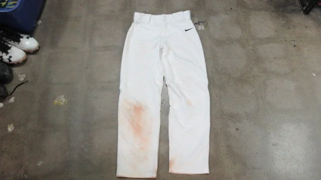 Baseball pants with ventilation features-Used Nike White Open Bottom Baseball Pants Size Youth XL