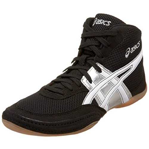 Tennis shoes with a responsive and cushioned midsole-New Asics Men's Matflex Wrestling Shoe Black/White/Silver Men 8.5 J902Y