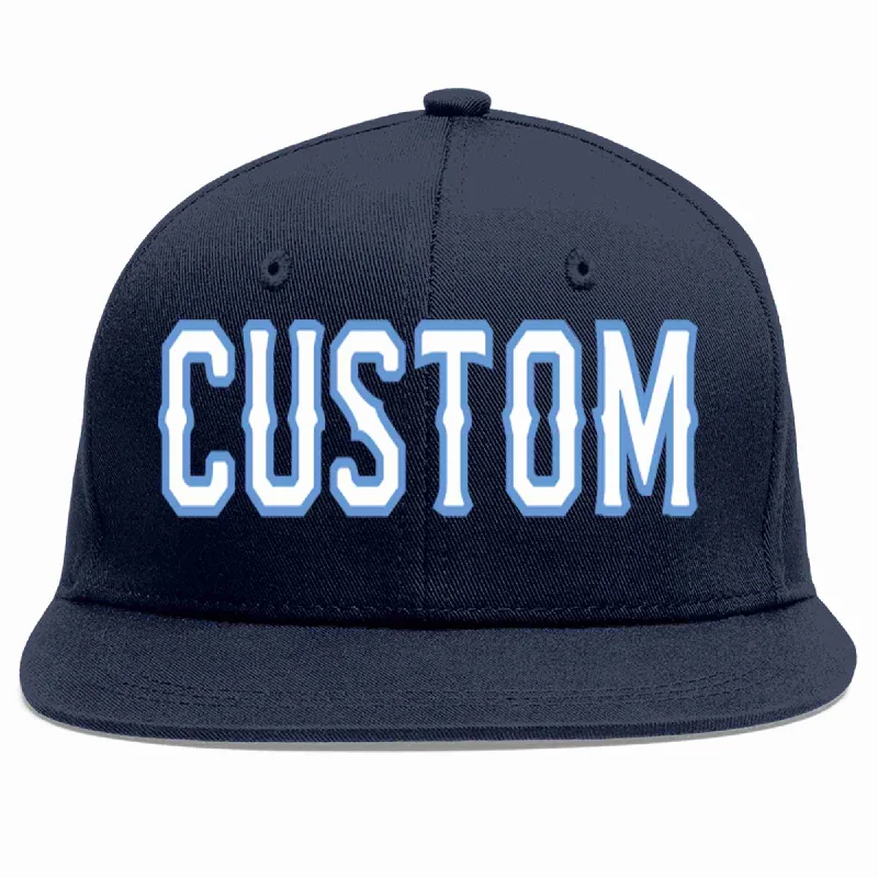 Windproof and breathable baseball caps-Custom Navy White-Light Blue Casual Sport Baseball Cap