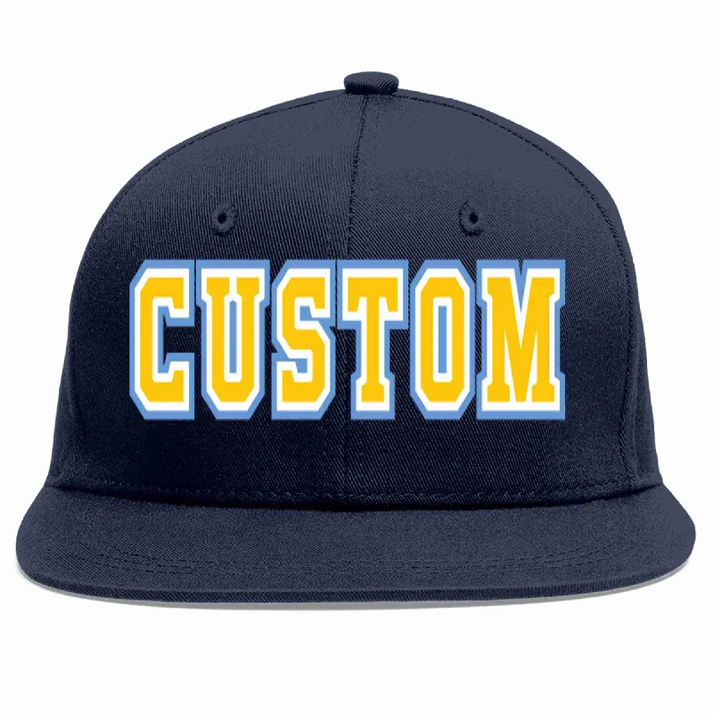 Baseball caps for fall and winter-Custom Navy Gold-White Casual Sport Baseball Cap