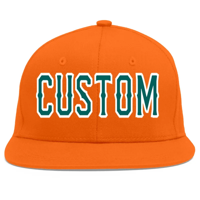 Versatile baseball cap styles-Custom Orange Aqua-White Flat Eaves Sport Baseball Cap