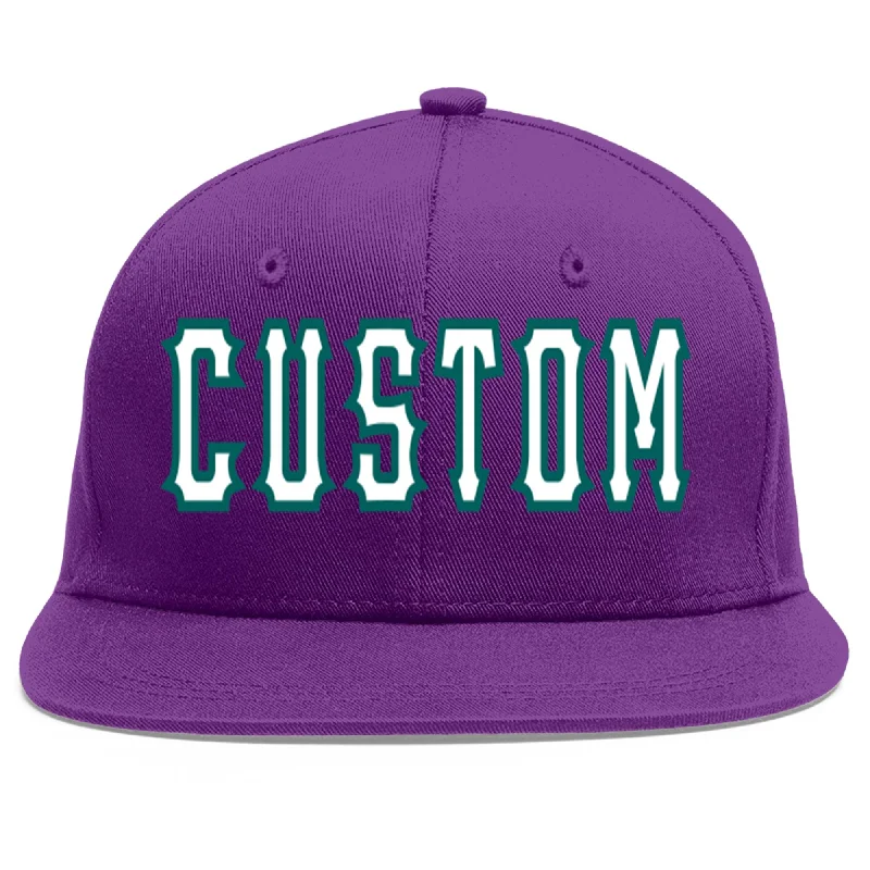 Baseball cap sizing guide-Custom Purple White-Aqua Flat Eaves Sport Baseball Cap