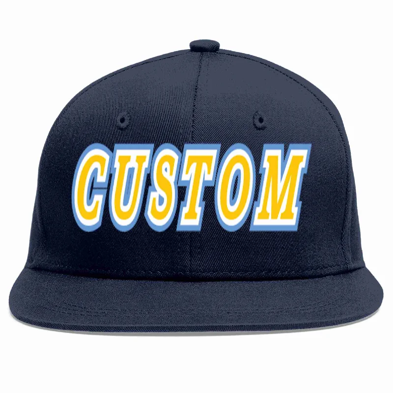 Baseball caps for athletes-Custom Navy Gold-White Casual Sport Baseball Cap