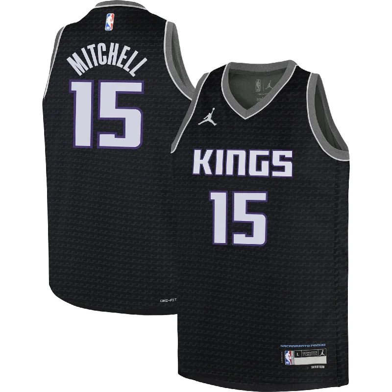 Basketball jerseys with names, numbers, and logos-Davion Mitchell Sacramento Kings Jordan Brand Youth Swingman Basketball Jersey - Statement Edition - Black