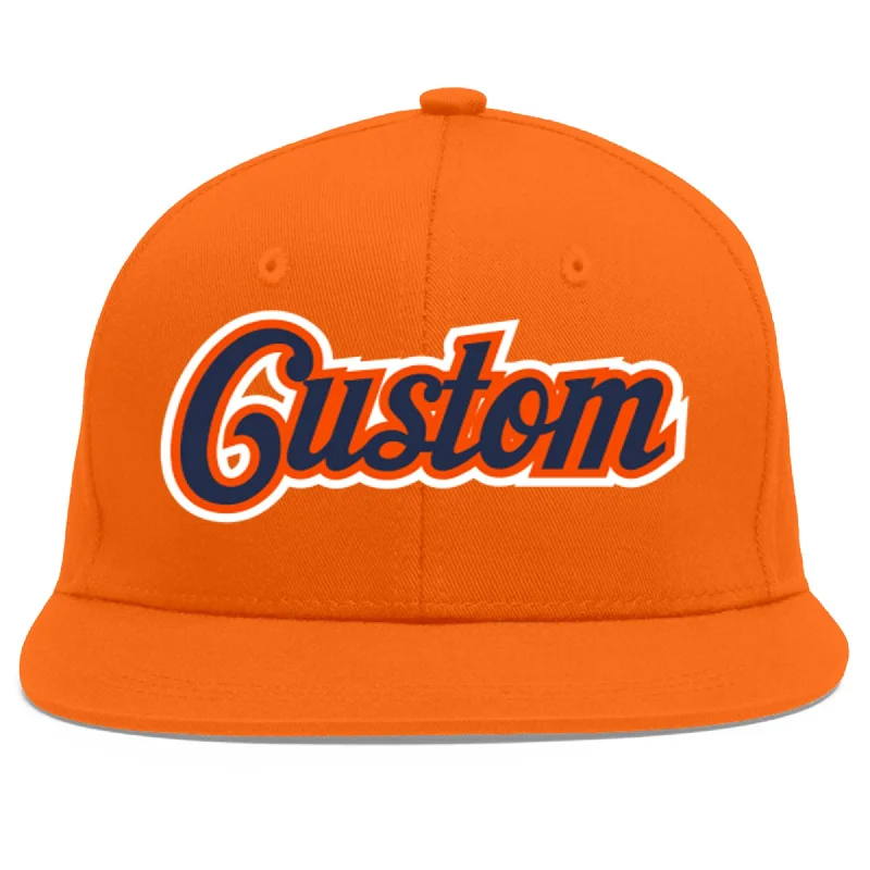 Caring for and maintaining baseball caps-Custom Orange Navy-Orange Flat Eaves Sport Baseball Cap