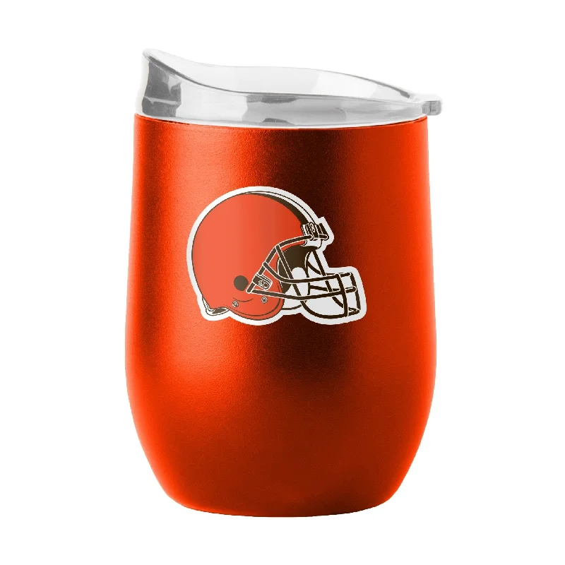 Custom logo team cups for conferences-Cleveland Browns 16oz Flipside Powder Coat Curved Beverage