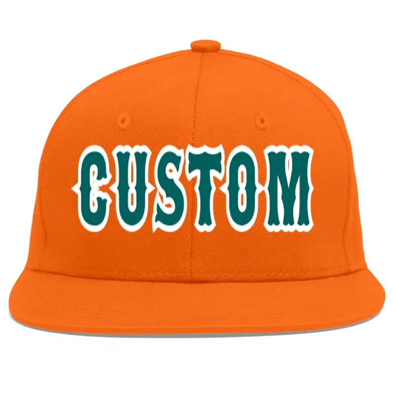 UV protection in baseball caps-Custom Orange Aqua-White Flat Eaves Sport Baseball Cap