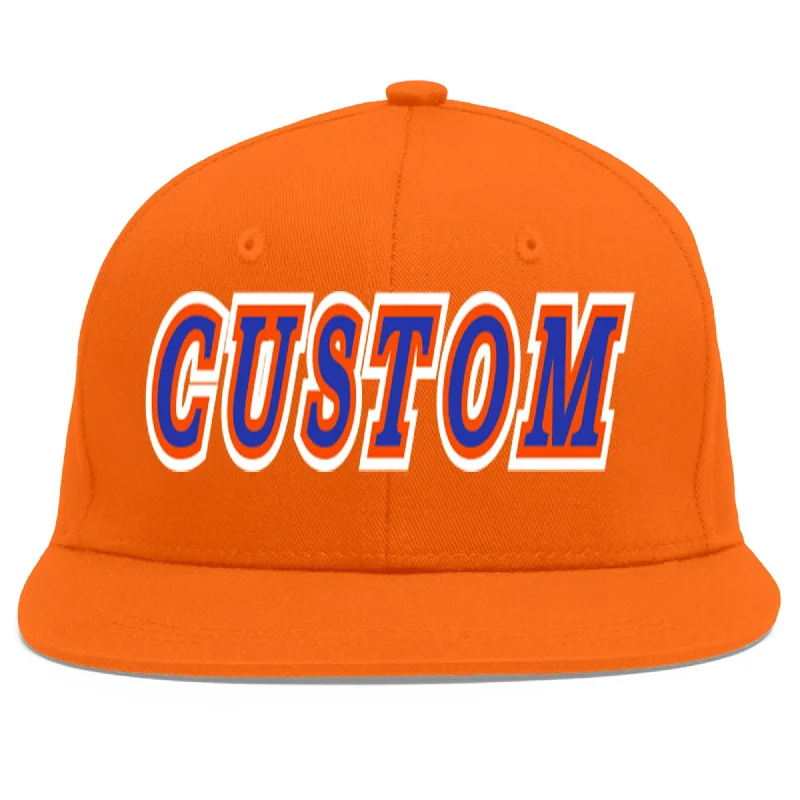 Baseball cap sun protection level-Custom Orange Royal-Orange Flat Eaves Sport Baseball Cap