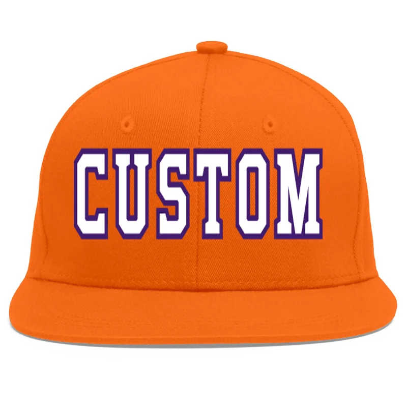 Baseball cap sizing guide-Custom Orange White-purple Flat Eaves Sport Baseball Cap