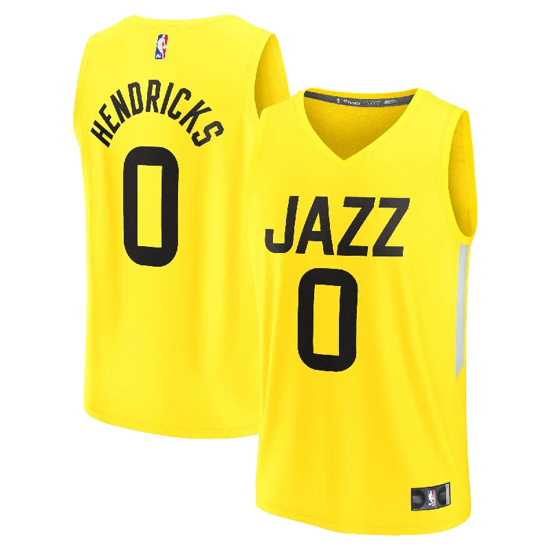 Basketball jerseys with stylish graphics for fans-Taylor Hendricks Utah Jazz Branded Youth Fast Break Basketball Jersey - Icon Edition - Yellow