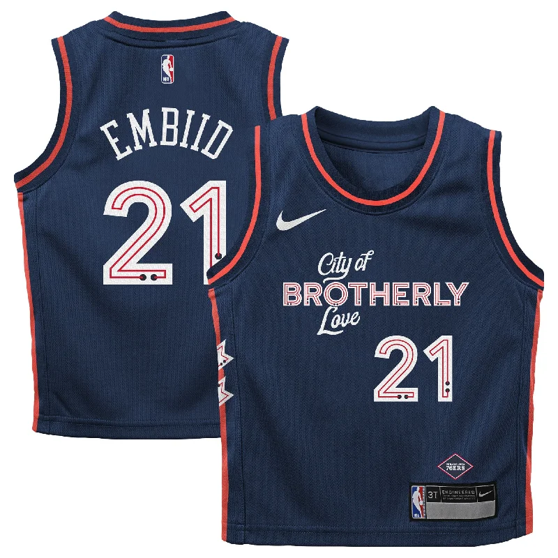 Basketball jerseys with customizable sleeves and collars-Joel Embiid Philadelphia 76ers Infant Swingman Basketball Jersey - City Edition - Navy