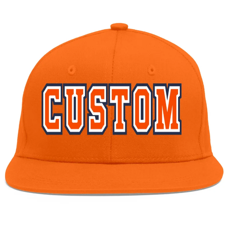 Protective features of baseball caps-Custom Orange Orange-White Flat Eaves Sport Baseball Cap