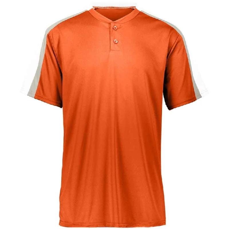 Baseball jerseys with moisture-wicking properties for comfort-Power Plus 2 Button Jersey Orange with White-Grey