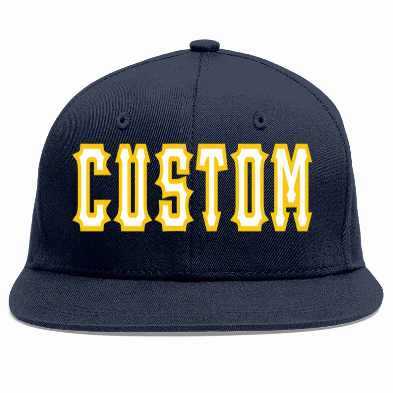 Baseball cap sizing guide-Custom Navy White-Gold Casual Sport Baseball Cap