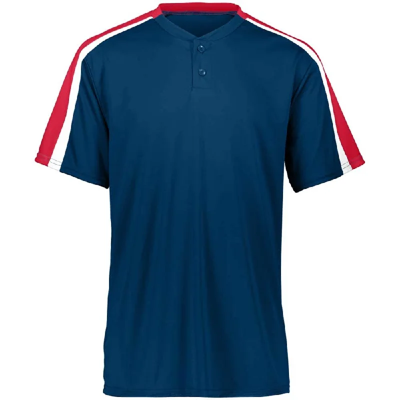 Premium quality baseball jerseys for elite players-Power Plus 2 Button Jersey Navy with Red-White