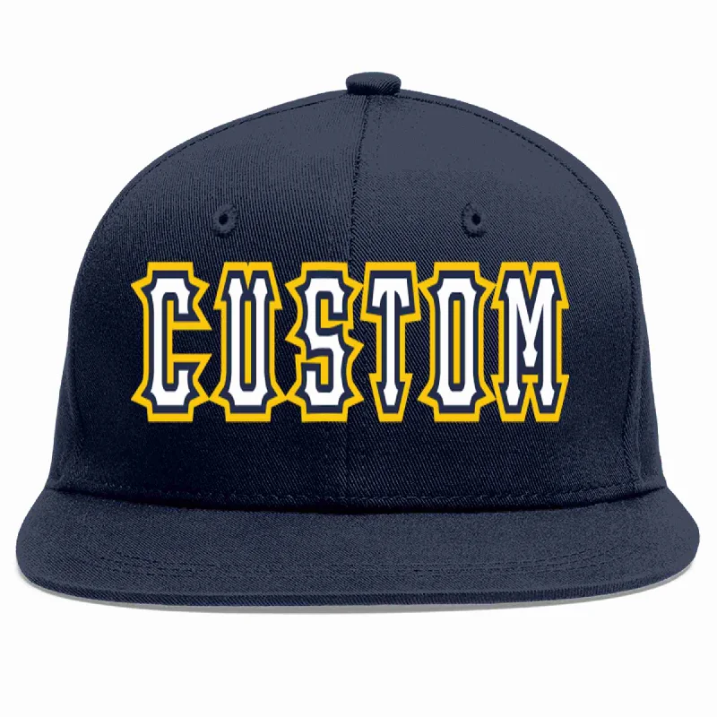 Baseball caps with sun protection-Custom Navy White-Navy Casual Sport Baseball Cap