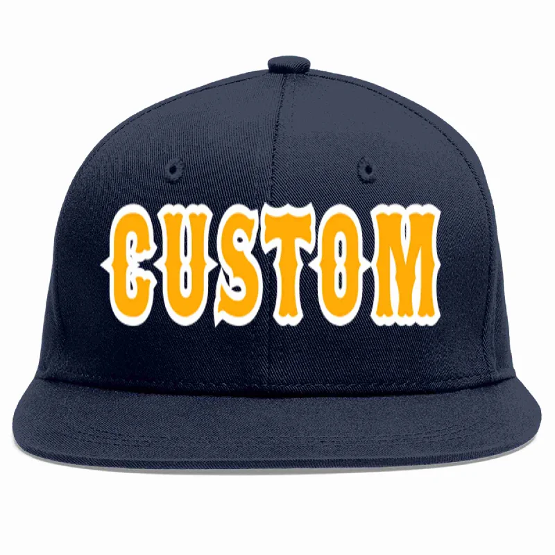 Baseball caps for long wear comfort-Custom Navy Yellow-White Casual Sport Baseball Cap