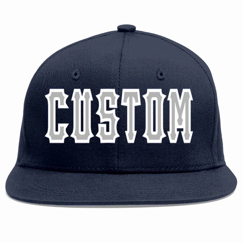 Baseball caps for extreme sports-Custom Navy Gray-White Casual Sport Baseball Cap