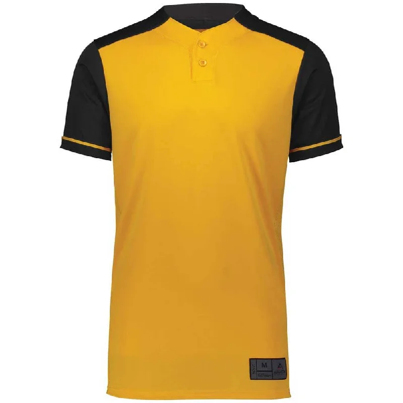 Baseball jerseys with comfortable stretch material-Closer 2 Button Gold-Black Baseball Jersey