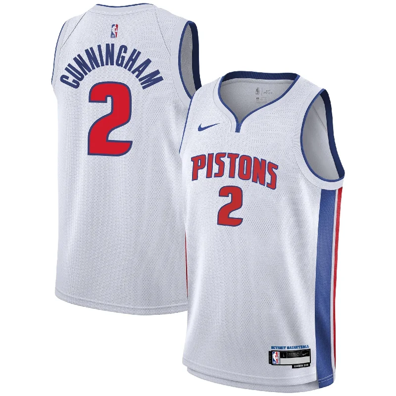 Basketball jerseys with bold prints for visibility on the court-Cade Cunningham Detroit Pistons Youth Swingman Basketball Jersey - Association Edition - White