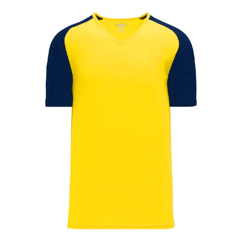 Baseball jerseys for year-round practice and play-Dryflex V-Neck Pullover Yellow-Navy Jersey