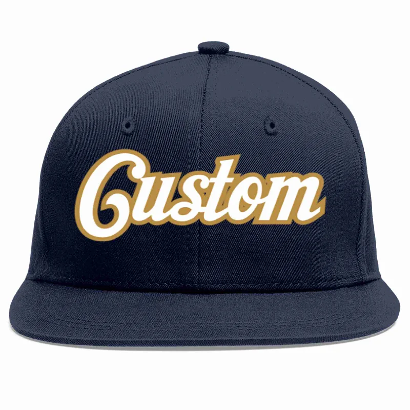 Baseball cap sizing guide-Custom Navy White-Old Gold Casual Sport Baseball Cap