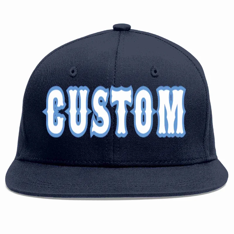 Baseball caps for running and jogging-Custom Navy White-Light Blue Casual Sport Baseball Cap