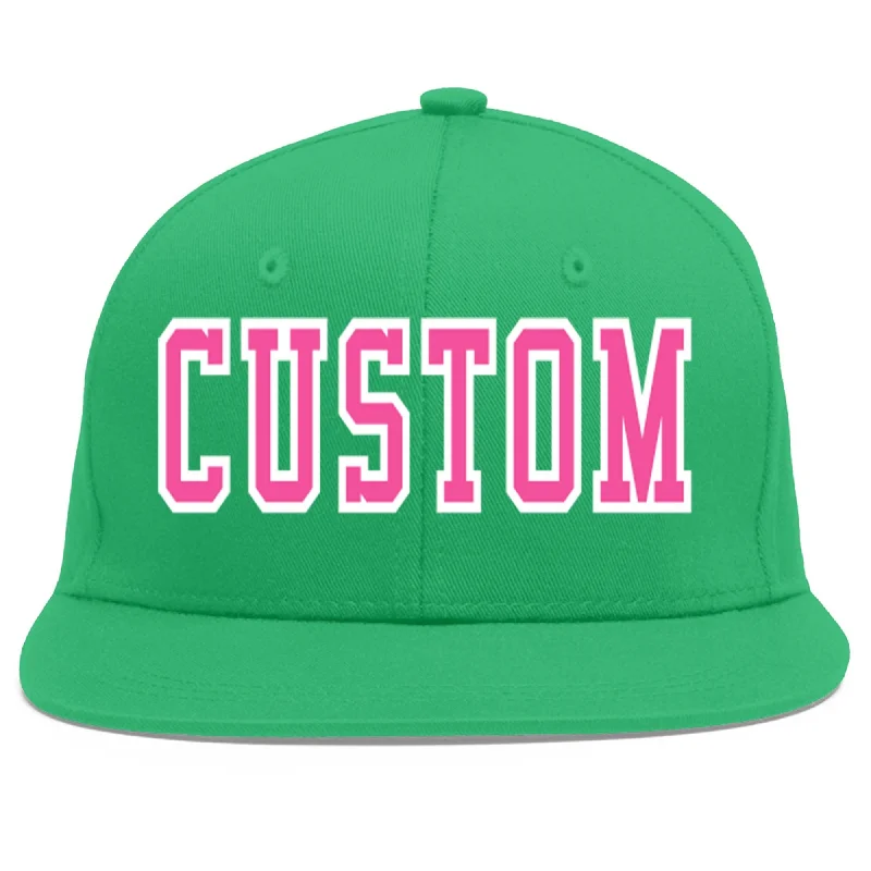 Best baseball cap styles-Custom Teal Pink-White Flat Eaves Sport Baseball Cap