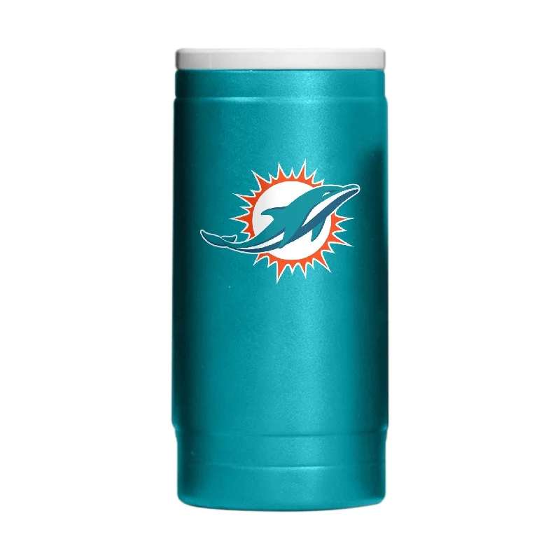 Team cups for fundraising campaigns-Miami Dolphins Flipside Powder Coat Slim Can Coolie