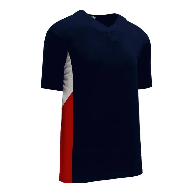 Lightweight and breathable baseball jerseys for athletes-DryFlex Two-Tone Single Button Navy-Red-White Jersey