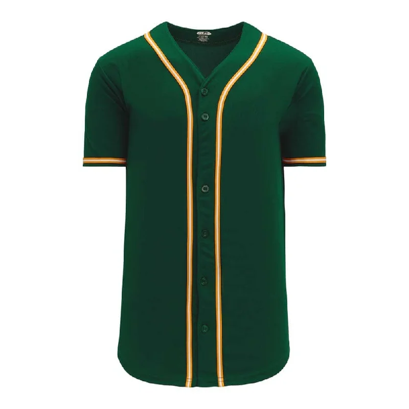 Custom baseball jerseys with full-sleeve designs-Pro Full Button Down Forest-Gold-White Jersey