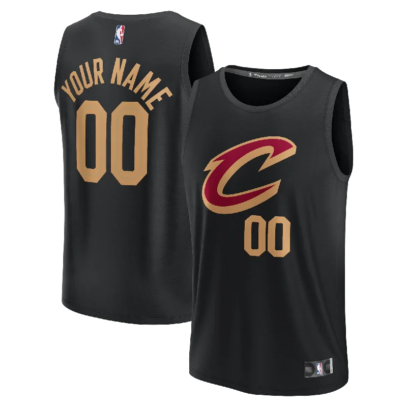 Basketball jerseys for custom team uniforms-Cleveland Cavaliers Branded Youth Fast Break Custom Basketball Jersey - Statement Edition - Black