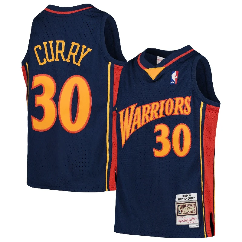 Basketball jerseys with full-color printing options-Stephen Curry Golden State Warriors Youth 2009-10 Hardwood Classics Swingman Throwback Basketball Jersey - Navy