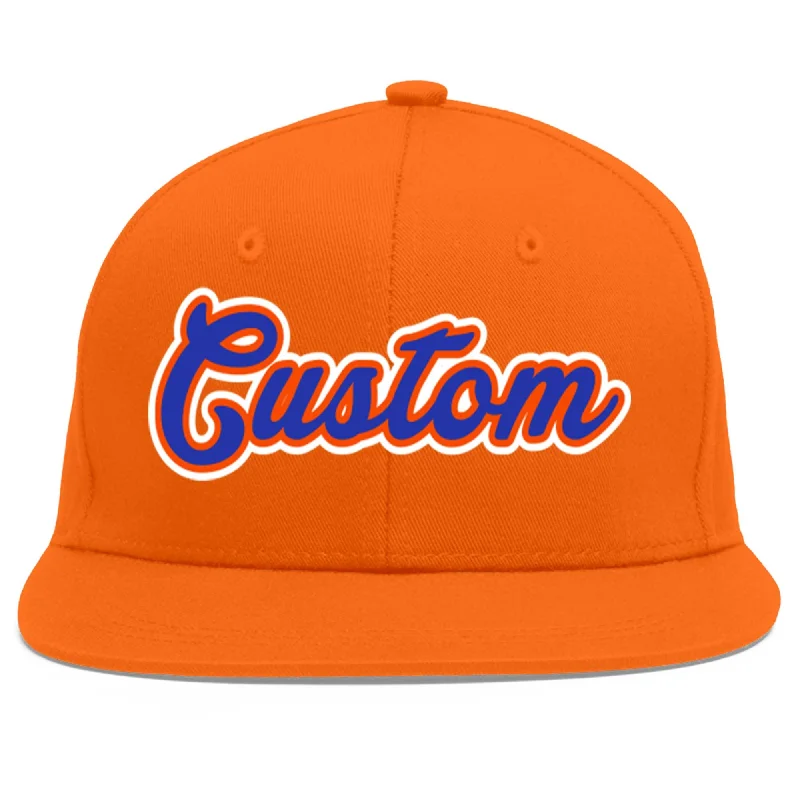 Baseball cap style for personal flair-Custom Orange Royal-Orange Flat Eaves Sport Baseball Cap