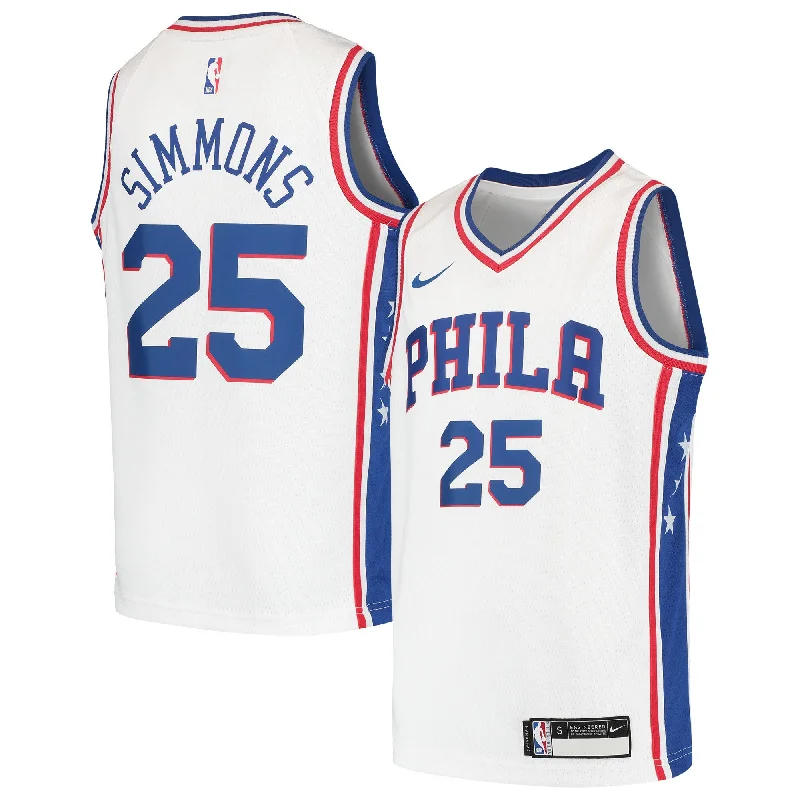 Basketball jerseys with cool-down technology for hot games-Ben Simmons Philadelphia 76ers Youth Swingman Basketball Jersey - White