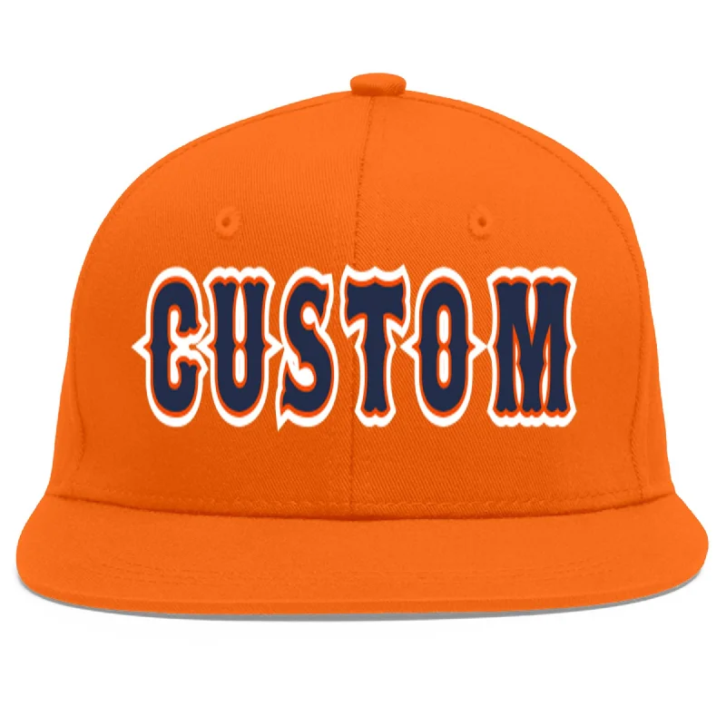 Functional features of baseball caps-Custom Orange Navy-Orange Flat Eaves Sport Baseball Cap