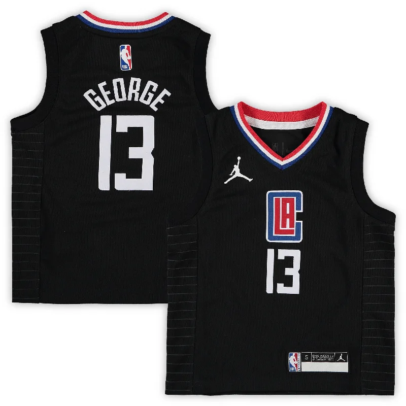 Basketball jerseys with moisture-wicking technology-Paul George La Clippers Jordan Brand Preschool 2020/21 Fast Break Basketball Jersey - Statement Edition - Black