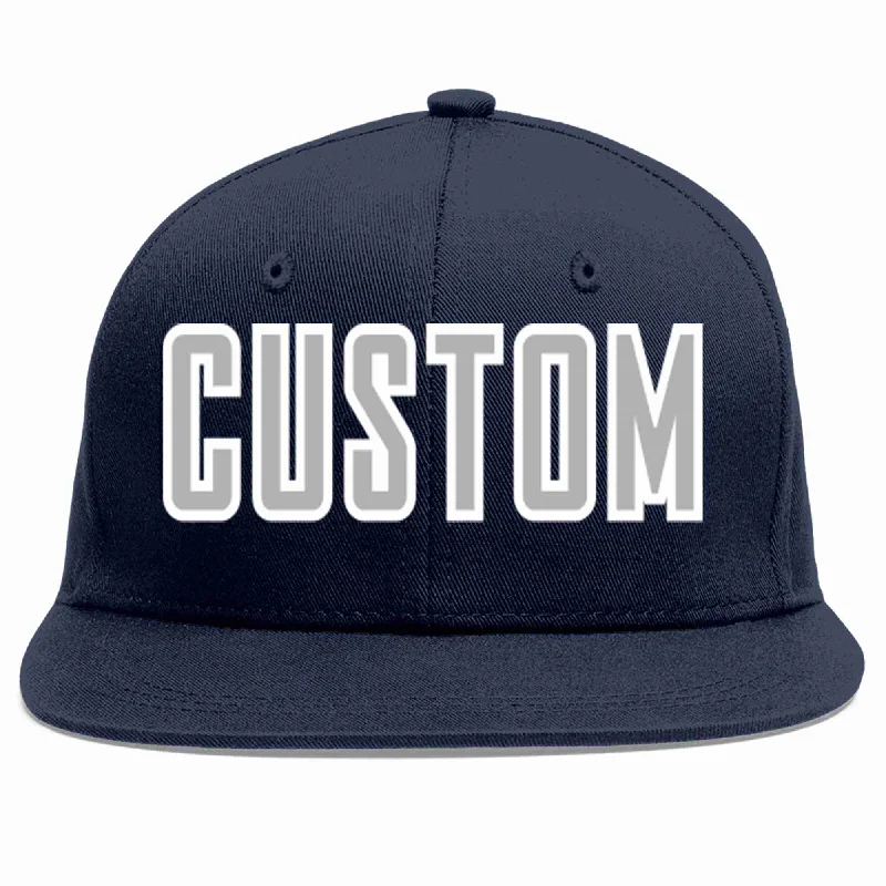 Popular baseball cap styles-Custom Navy Gray-White Casual Sport Baseball Cap