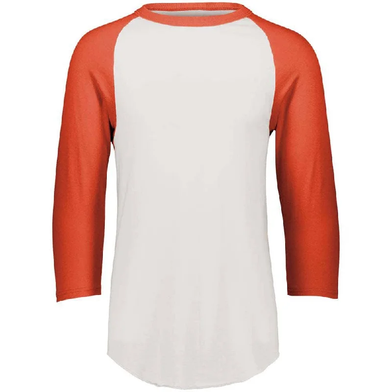 Baseball jerseys with reflective details for night games-3-4 Sleeve Retro 2.0 Baseball Jersey White-Orange