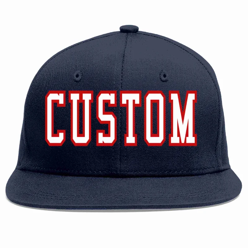 Baseball caps for hot weather-Custom Navy White-Red Casual Sport Baseball Cap