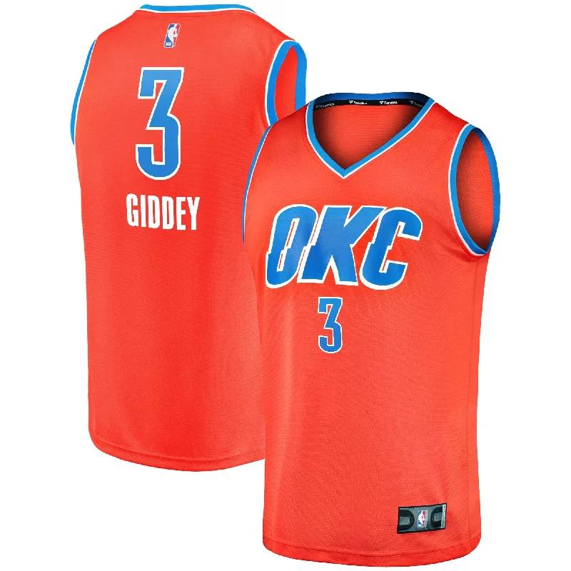 Basketball jerseys with name tags for easy identification-Josh Giddey Oklahoma City Thunder Branded Youth Fast Break Player Basketball Jersey - Statement Edition - Orange