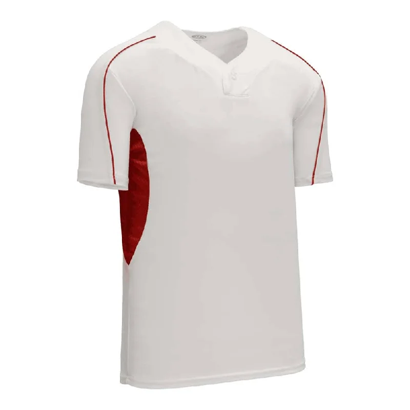 Baseball jerseys with moisture-resistant fabric-DryFlex Single White-Red Button Jersey