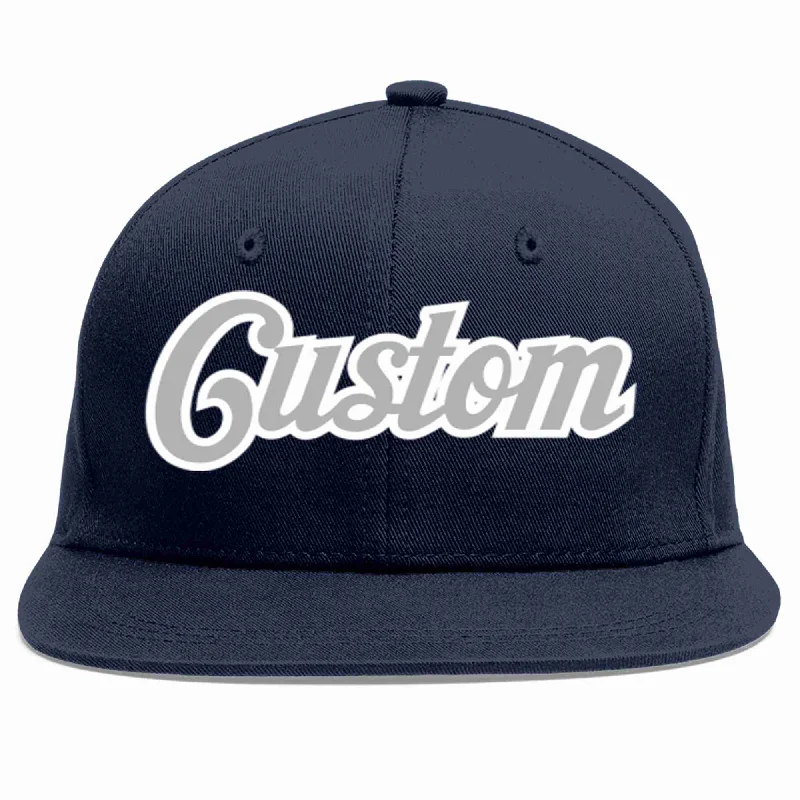 Baseball caps with ventilation mesh-Custom Navy Gray-White Casual Sport Baseball Cap