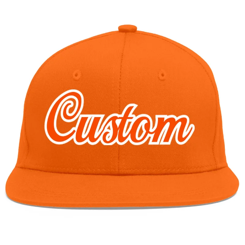 Reflective baseball caps for night safety-Custom Orange Orange-White Flat Eaves Sport Baseball Cap