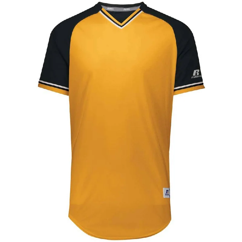 Affordable baseball jerseys for schools-Classic Gold-Black V-Neck Jersey