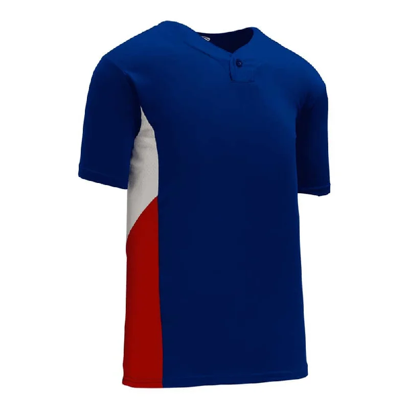 Best baseball jerseys with team branding-DryFlex Two-Tone Single Button Royal-Red-White Jersey