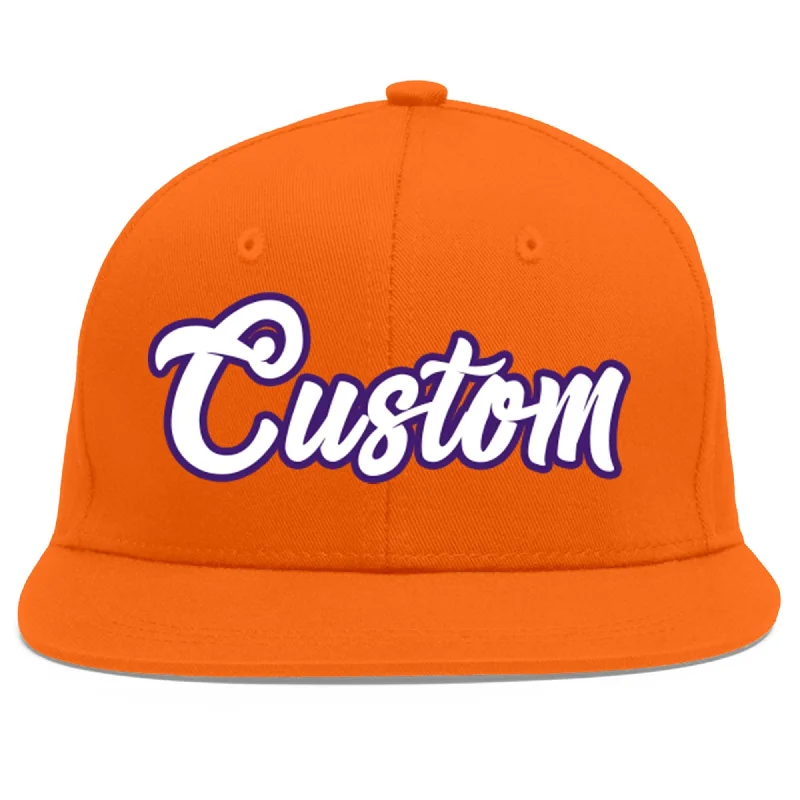 Baseball cap color combinations-Custom Orange White-purple Flat Eaves Sport Baseball Cap